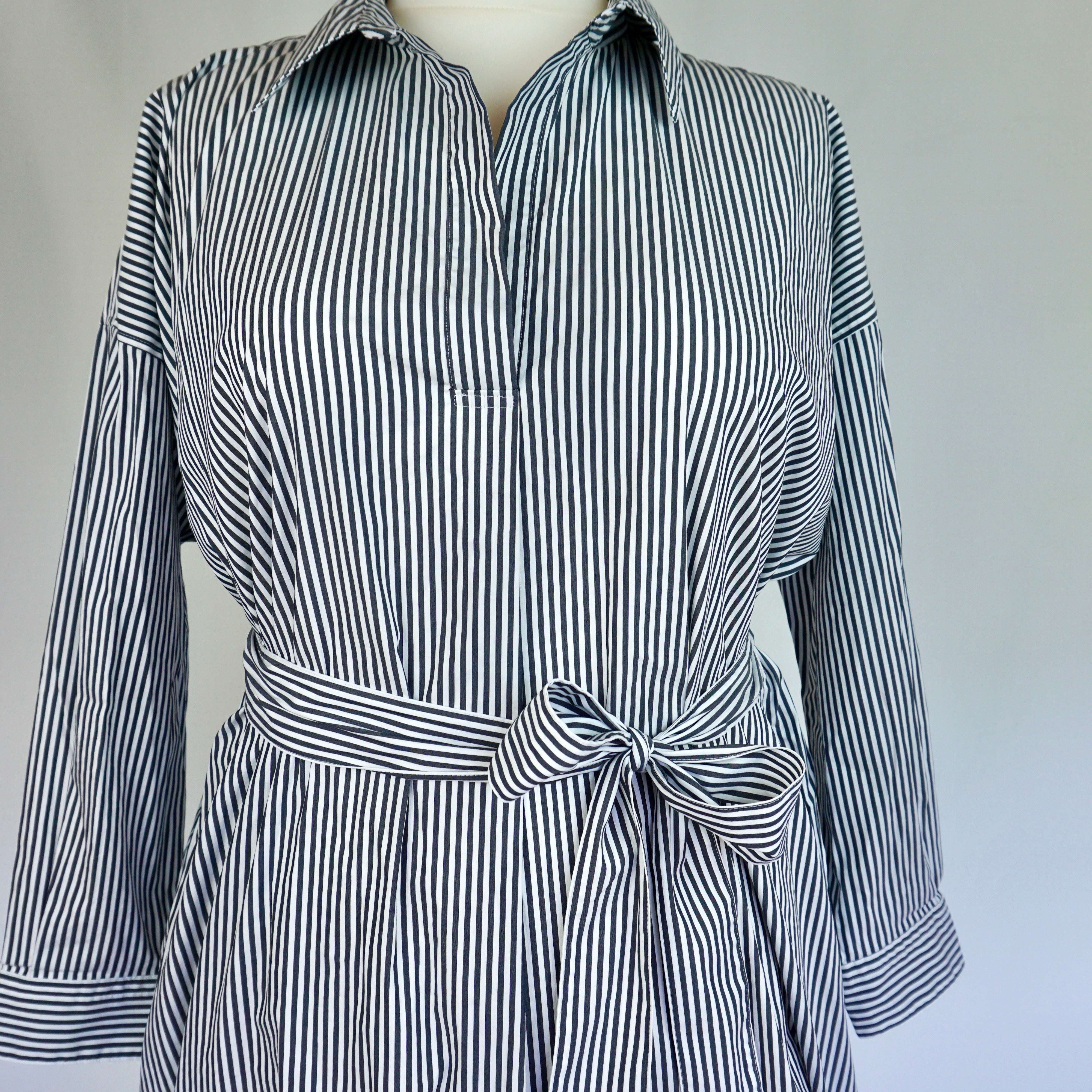 Gestreiftes Hemdblusenkleid 46