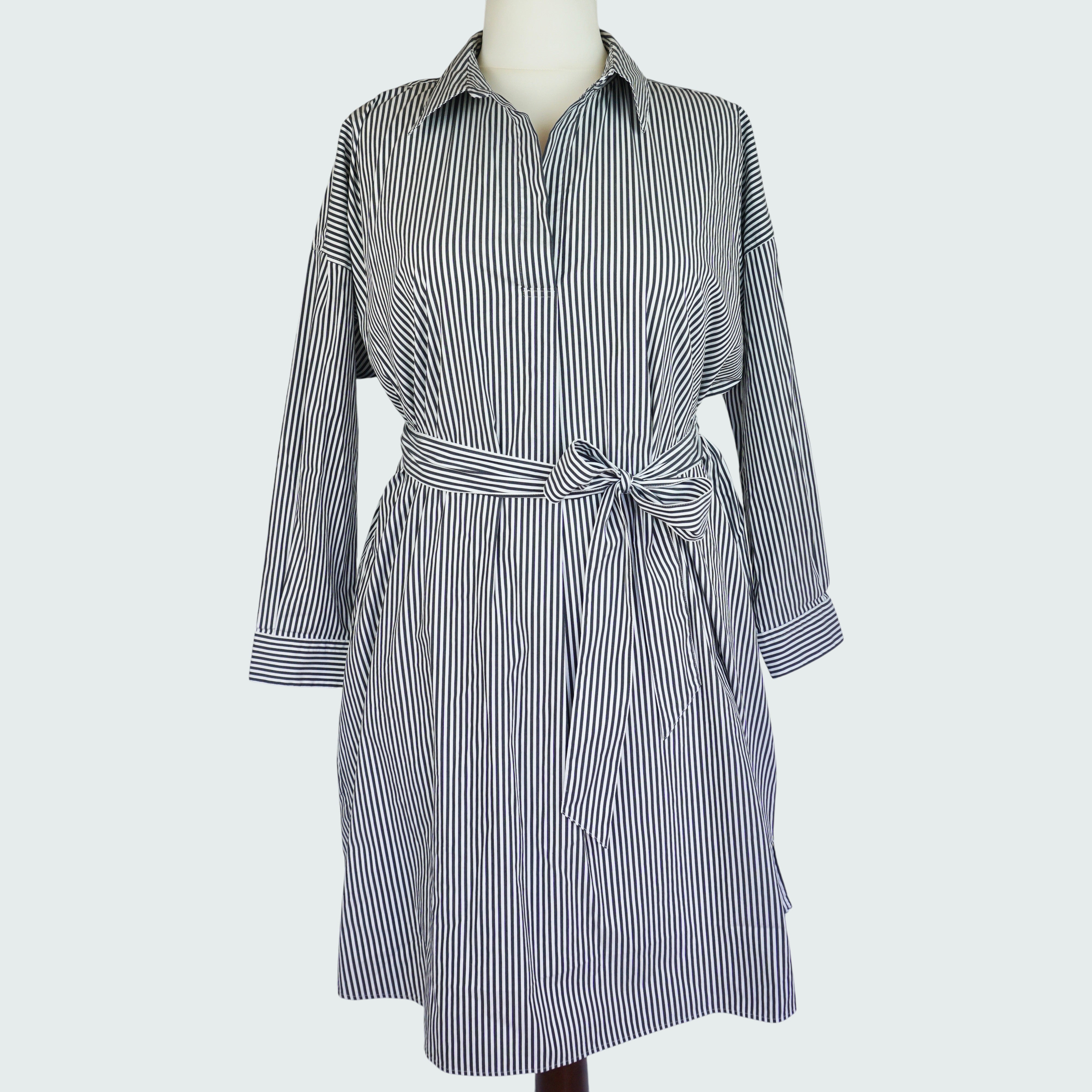 Gestreiftes Hemdblusenkleid 46